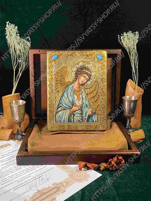 Настольная икона Ангел Хранитель на дубе 10х15 см. 234298 - фото 84072