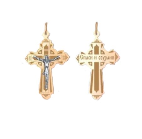 Крест золотой, с алмазной и лазерной огранкой. Вес  1,81 гр. MG106