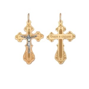 Крест золотой, с алмазной и лазерной огранкой. Вес  1,77 гр. MG118