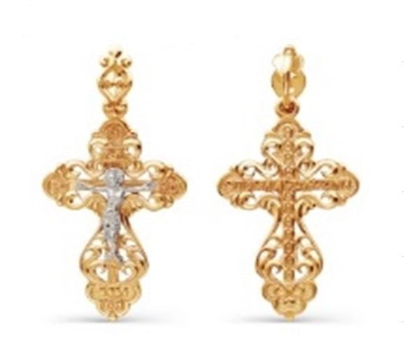 Крест золотой, с алмазной и лазерной огранкой. Вес  2,54 гр. MG137