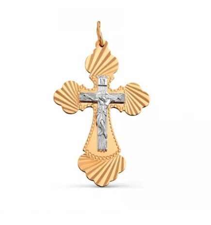 Крест золотой, с алмазной и лазерной огранкой. Вес  2,27 гр. MG140