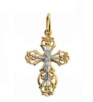 "Крест золотой, с алмазной и лазерной огранкой. Вес 2,1 гр." MG149