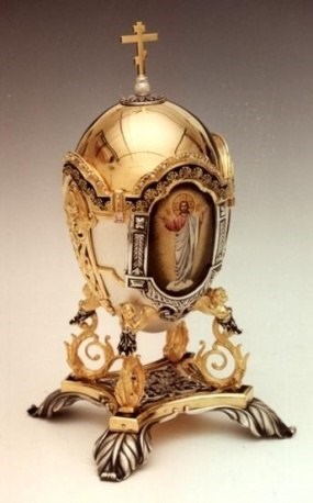 Яйцо пасхальное живопись эмаль золочение серебрение 228480