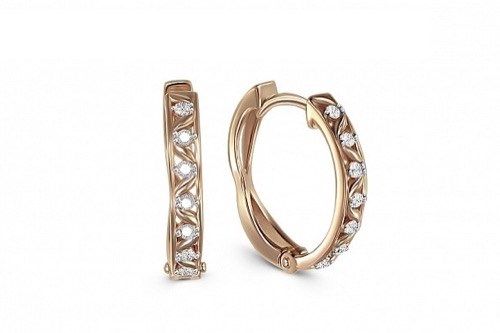 Серьги золотые с прелестными вставками. Вес 2,86 г. MG466