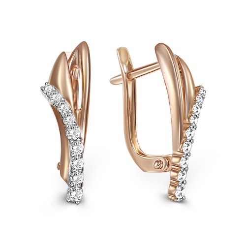 Серьги золотые с прелестными вставками. Вес 2,86 г. MG467