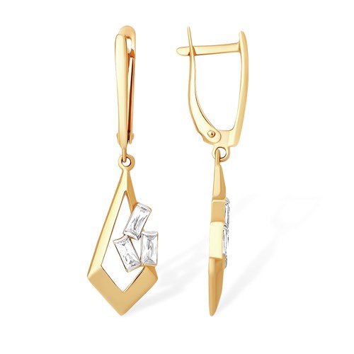 Серьги золотые с прелестными вставками. Вес 2,86 г. MG468