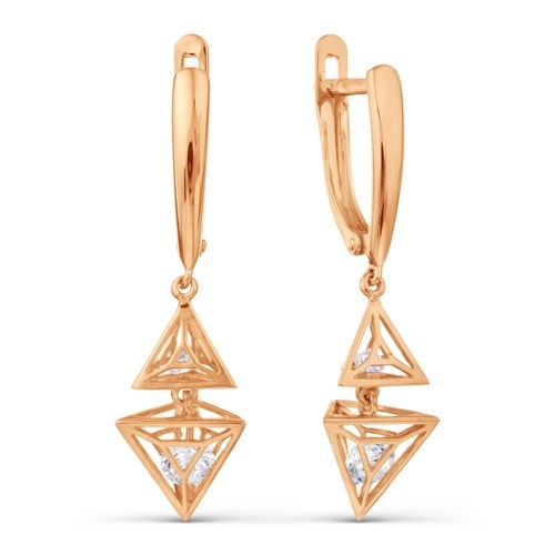 Серьги золотые с прелестными вставками. Вес 2,86 г. MG469