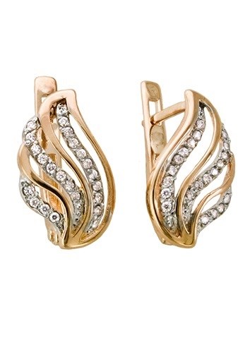 Серьги золотые с прелестными вставками. Вес 2,86 г. MG470