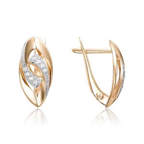 Серьги золотые с прелестными вставками. Вес 2,86 г. MG472