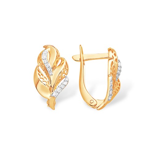 Серьги золотые с прелестными вставками. Вес 2,86 г. MG473