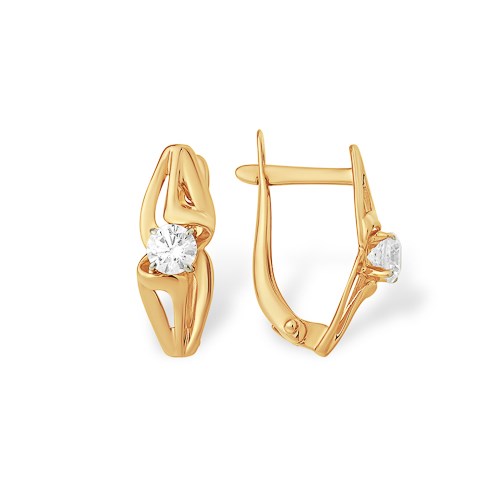 Серьги золотые с прелестными вставками. Вес 2,86 г. MG478