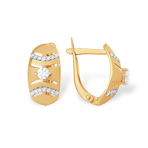 Серьги золотые с прелестными вставками. Вес 2,86 г. MG482