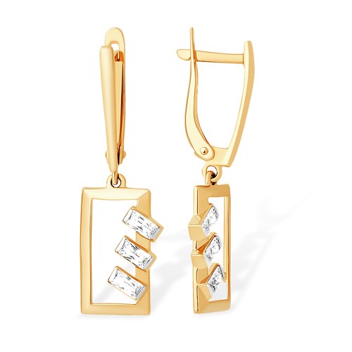 Серьги золотые с прелестными вставками. Вес 2,86 г. MG484