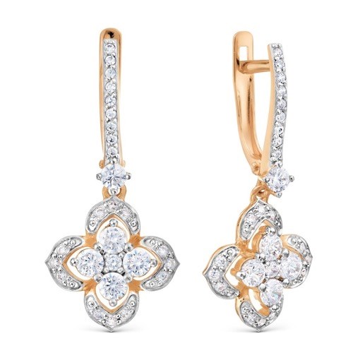 Серьги золотые с прелестными вставками. Вес 2,86 г. MG487