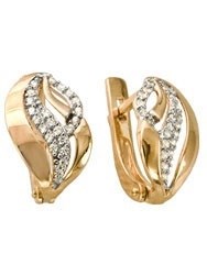 Серьги золотые с прелестными вставками. Вес 2,86 г. MG488