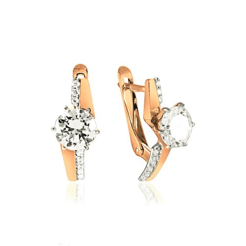 Серьги золотые с прелестными вставками. Вес 2,86 г. MG490