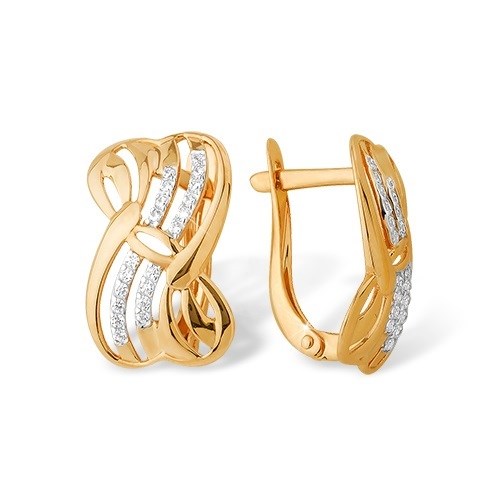 Серьги золотые с прелестными вставками. Вес 2,86 г. MG491