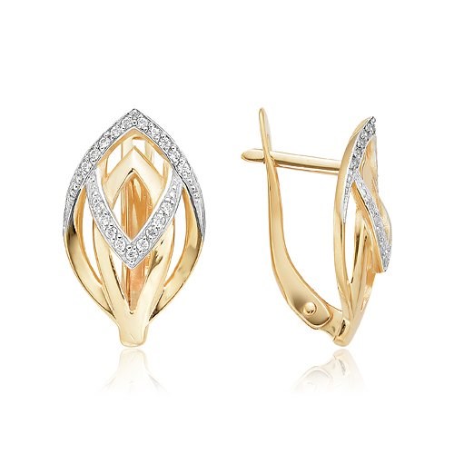 Серьги золотые с прелестными вставками. Вес 2,86 г. MG492