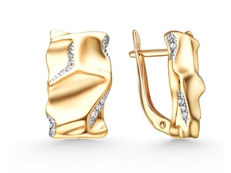 Серьги золотые с прелестными вставками. Вес 2,86 г. MG497