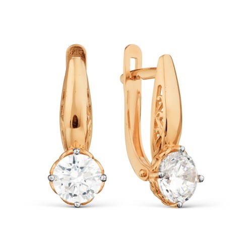 Серьги золотые с прелестными вставками. Вес 2,86 г. MG498