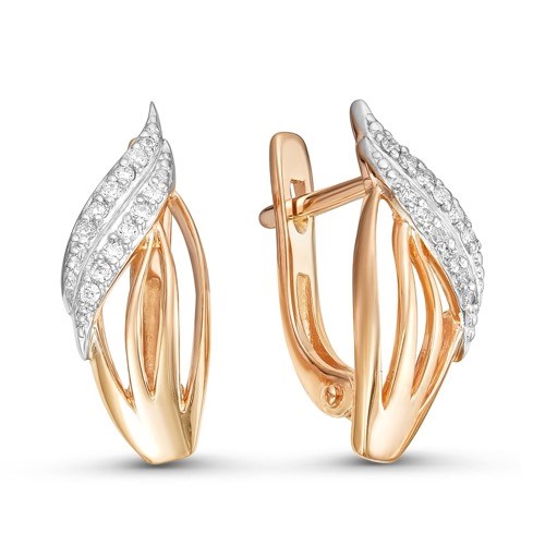 Серьги золотые с прелестными вставками. Вес 2,86 г. MG500