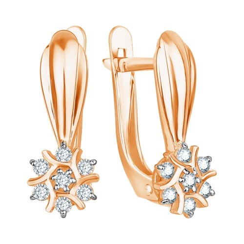 Серьги золотые с прелестными вставками. Вес 2,86 г. MG501