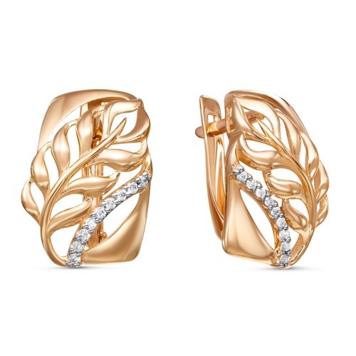 Серьги золотые с прелестными вставками. Вес 2,86 г. MG502