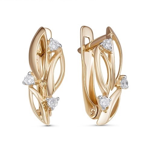 Серьги золотые с прелестными вставками. Вес 2,86 г. MG505