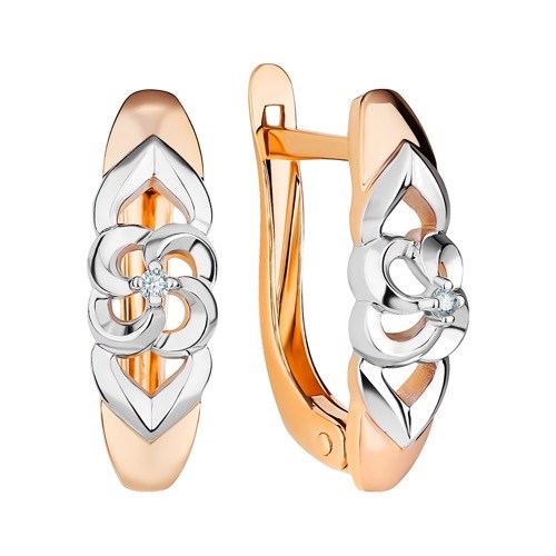 Серьги золотые с прелестными вставками. Вес 2,86 г. MG508