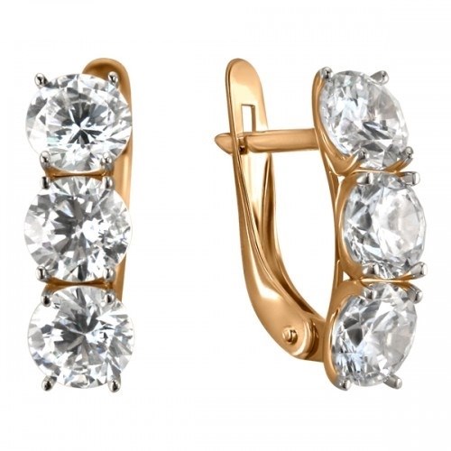 Серьги золотые с прелестными вставками. Вес 2,86 г. MG509