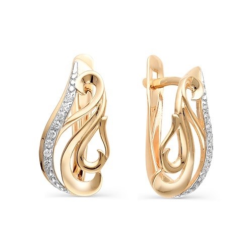 Серьги золотые с прелестными вставками. Вес 2,86 г. MG514