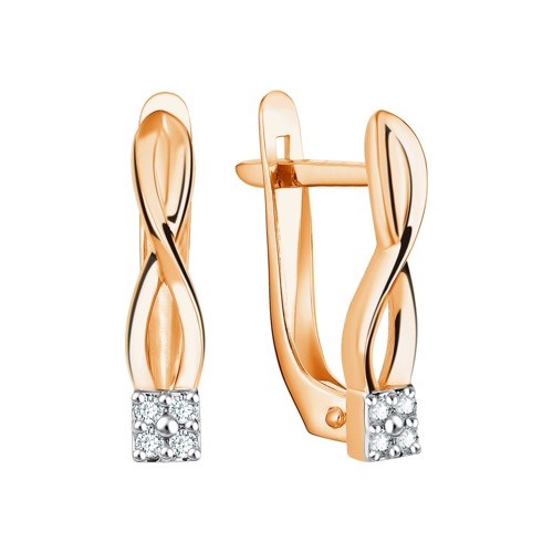 Серьги золотые с прелестными вставками. Вес 2,86 г. MG518