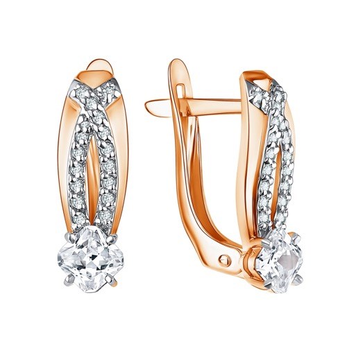 Серьги золотые с прелестными вставками. Вес 2,86 г. MG526