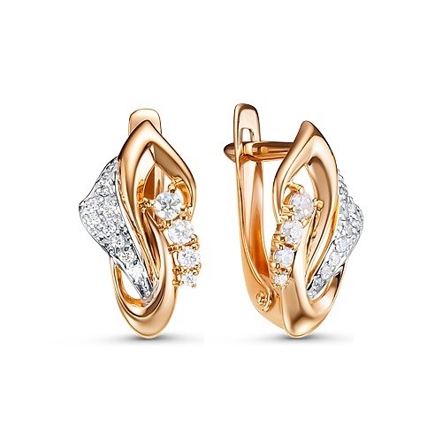 Серьги золотые с прелестными вставками. Вес 2,86 г. MG527
