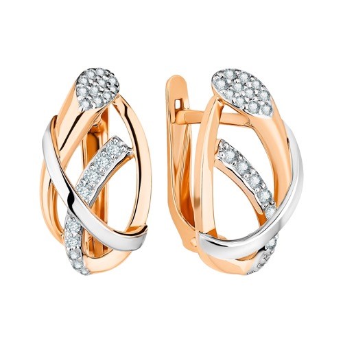 Серьги золотые с прелестными вставками. Вес 2,86 г. MG530