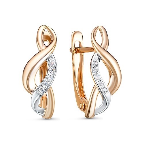 Серьги золотые с прелестными вставками. Вес 2,86 г. MG532