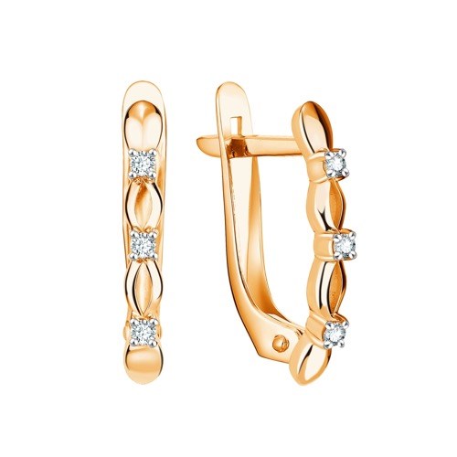 Серьги золотые с прелестными вставками. Вес 2,86 г. MG536
