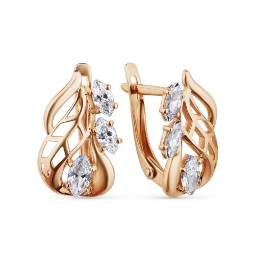 Серьги золотые с прелестными вставками. Вес 2,86 г. MG540