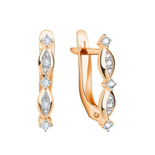 Серьги золотые с прелестными вставками. Вес 2,86 г. MG541