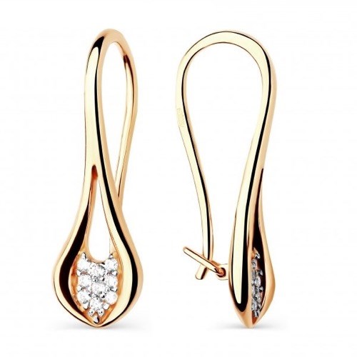 Серьги золотые с прелестными вставками. Вес 2,86 г. MG549