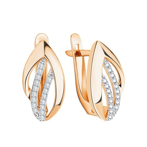 Серьги золотые с прелестными вставками. Вес 2,86 г. MG550