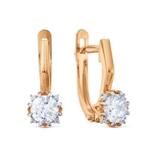 Серьги золотые с прелестными вставками. Вес 2,86 г. MG551