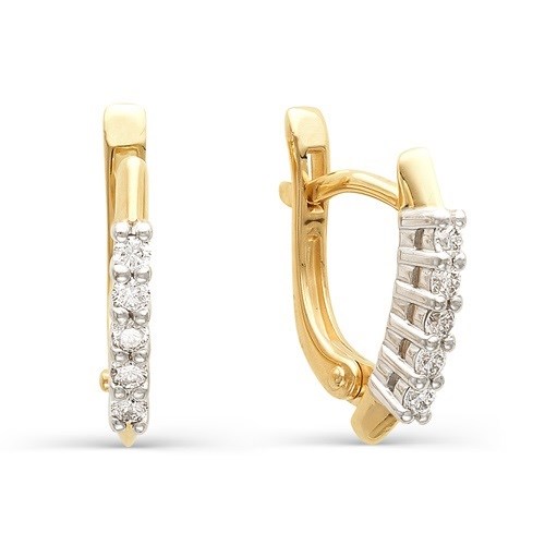 Серьги золотые с прелестными вставками. Вес 2,86 г. MG552