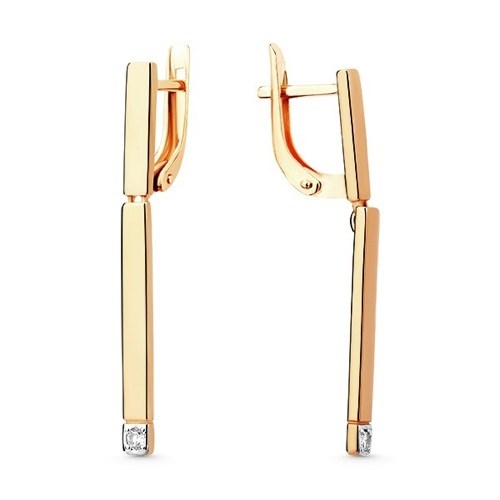 Серьги золотые с прелестными вставками. Вес 2,86 г. MG553