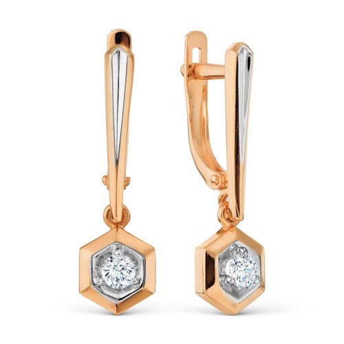 Серьги золотые с прелестными вставками. Вес 2,86 г. MG561