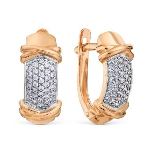 Серьги золотые с прелестными вставками. Вес 2,86 г. MG565
