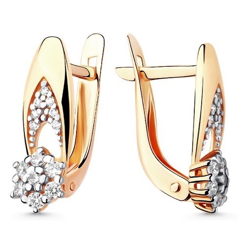 Серьги золотые с прелестными вставками. Вес 2,86 г. MG567