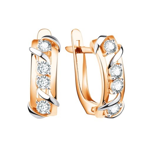 Серьги золотые с прелестными вставками. Вес 2,86 г. MG570