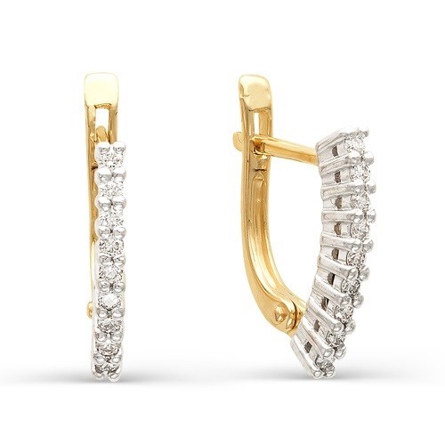 Серьги золотые с прелестными вставками. Вес 2,86 г. MG571