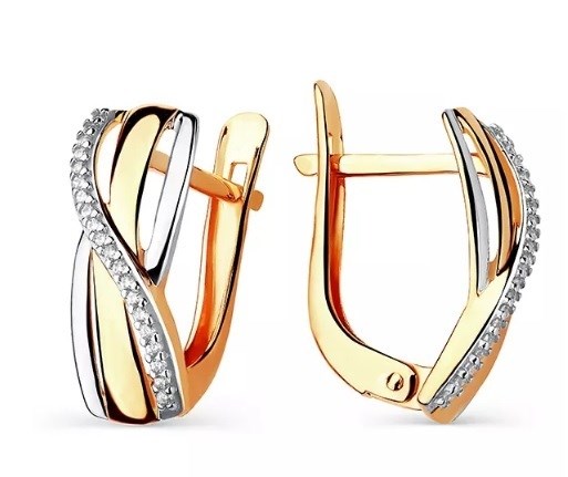 Серьги золотые с прелестными вставками. Вес 2,86 г. MG573